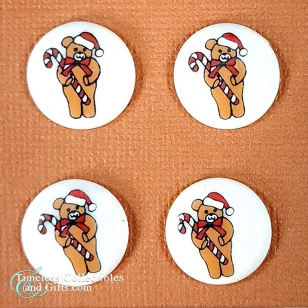 Brown Teddy Bear Christmas Button Set of 4 4