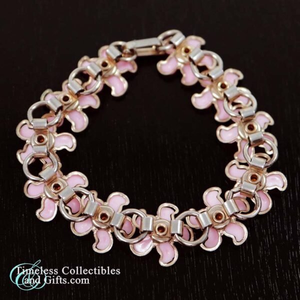 Mid century 1950s Pink Flower Bracelet 2 1