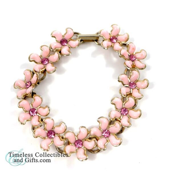 Mid century 1950s Pink Flower Bracelet 6