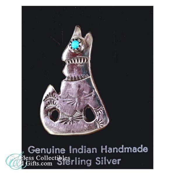 Sterling Silver Howling Coyote Navajo Brooch Pin 1 copy