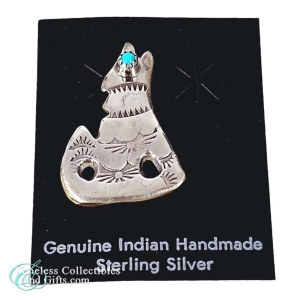 Sterling Silver Howling Coyote Navajo Brooch Pin 2 copy