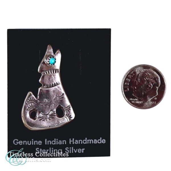 Sterling Silver Howling Coyote Navajo Brooch Pin 4 copy