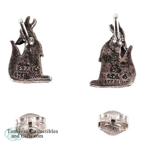 Sterling Silver Miniature Howling Coyote Pierced Earrings 11 copy 1
