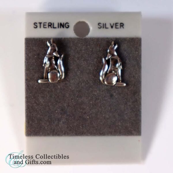 Sterling Silver Miniature Howling Coyote Pierced Earrings 6 copy 1