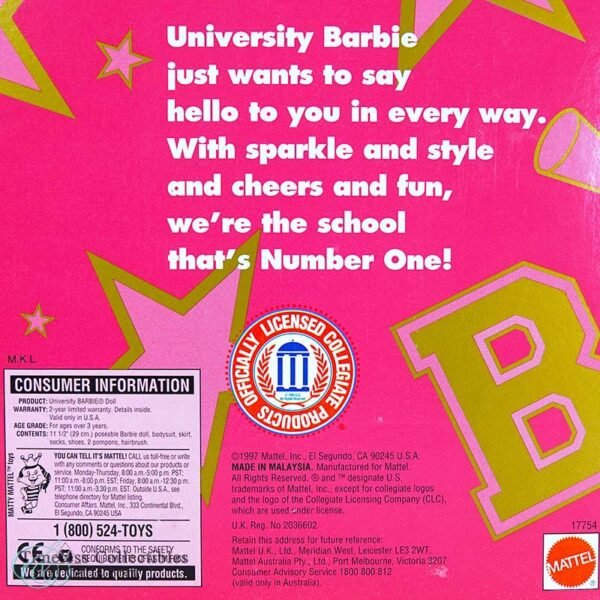 UVA Cheerleader Barbie Doll Special Edition 6