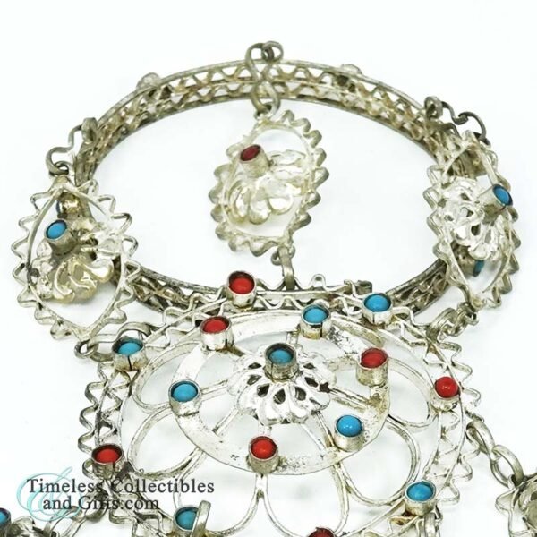 1920s Silver Filigree Hand Harness Slave Bracelet India 4