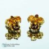 Antique Gold Crystal Rhinestone Clip On Earrings 2