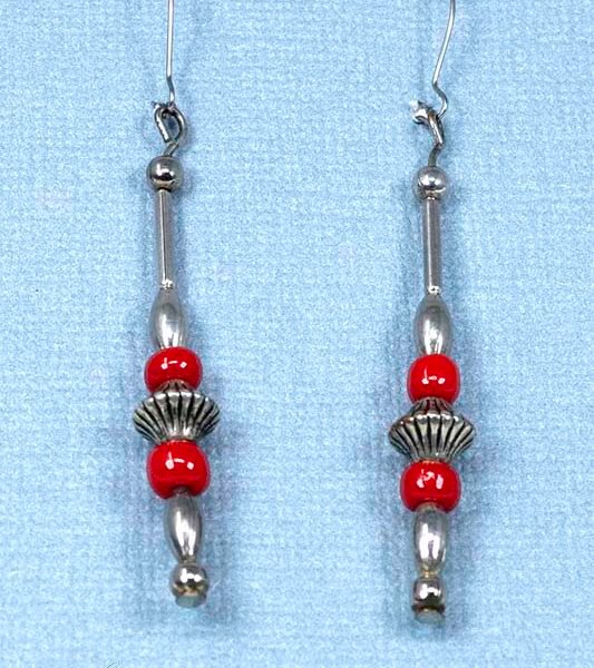 Silver Navajo Dangling Beaded Earrings Flute Plated 2