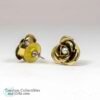 Vintage 1940s Cabbage Rose Pearl Gold Tone Earrings 4