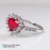 Diamond Faceted Red Heart Rhinestone Cluster Ring 6
