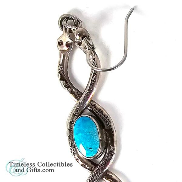 Rattlesnake Earrings Silver and Turquoise intertwined 1