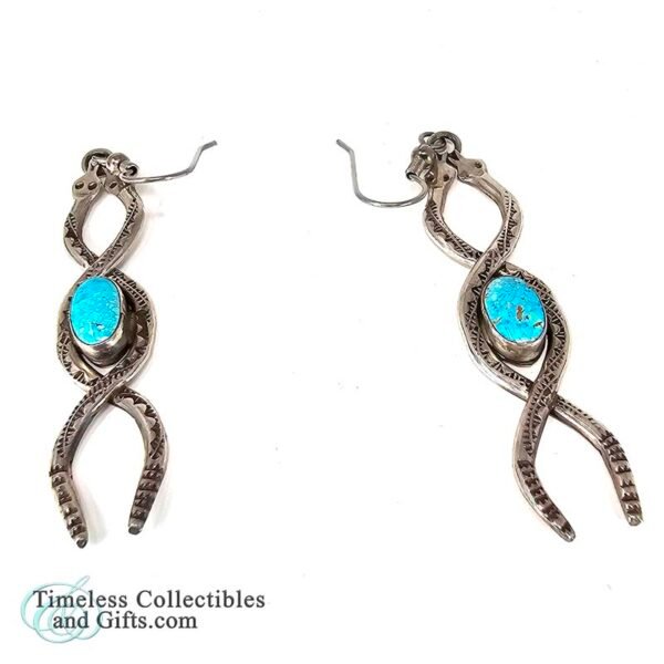 Rattlesnake Earrings Silver and Turquoise intertwined 2 copy
