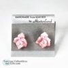 Vintage Hinterland Pink Handmade Leather Rose Earrings 2