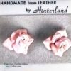 Vintage Hinterland Pink Handmade Leather Rose Earrings 3